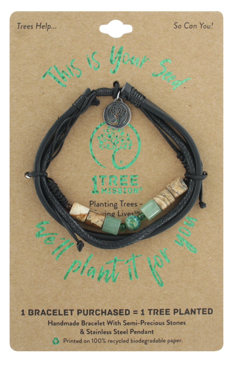 1 TREE MISSION® MULTI-STRAND BRACELET WITH TUBES (YELLOW MERANTI TREE)