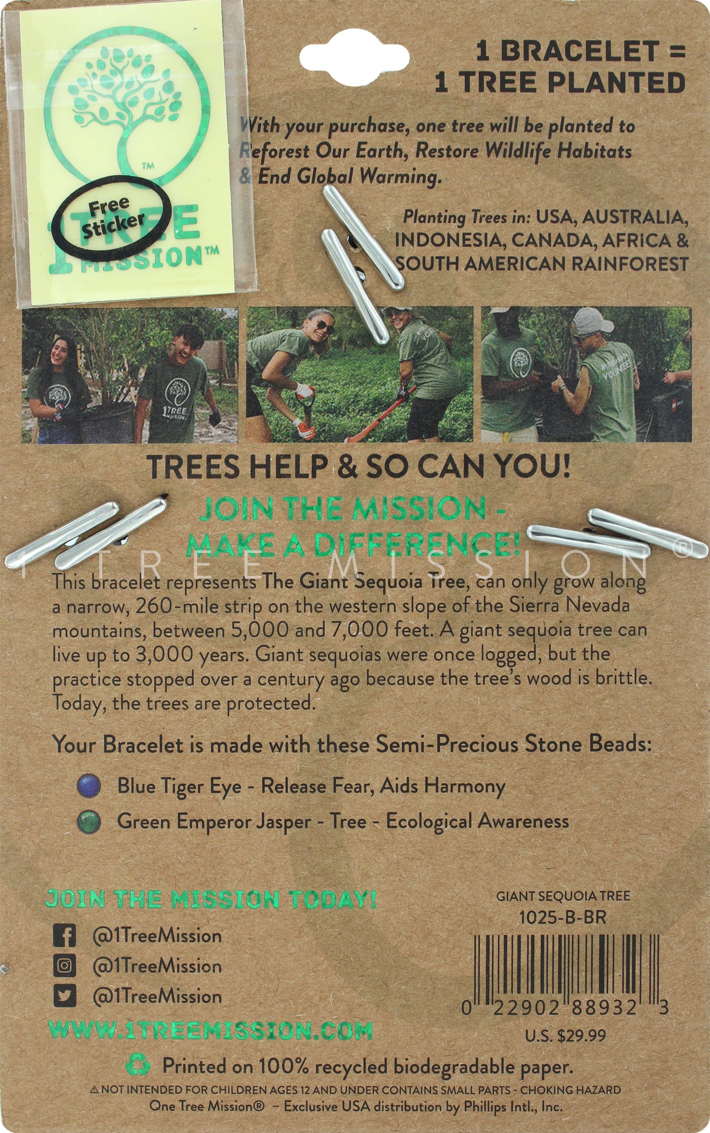 Giant Sequoia Tree Bracelet - 1 Tree Mission®